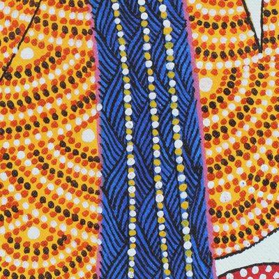 pintura gond - Pintura de Gond multicolor firmada de Ganesha de la India