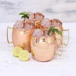Copper mugs, 'Tavern Style' (set of 4) - Set of Four Hand Crafted Copper and Brass Mugs from India