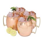 Copper mugs, 'Tavern Style' (set of 4) - Set of Four Hand Crafted Copper and Brass Mugs from India