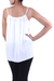 Viscose camisole top, 'Vineyard Beauty' - Semi Sheer White Viscose Camisole Style Top