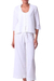 Cropped cotton pants, 'Trendy Elegance' - Comfortable White Cotton Cropped Pants from India (image 2b) thumbail