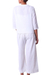 Cropped cotton pants, 'Trendy Elegance' - Comfortable White Cotton Cropped Pants from India (image 2c) thumbail