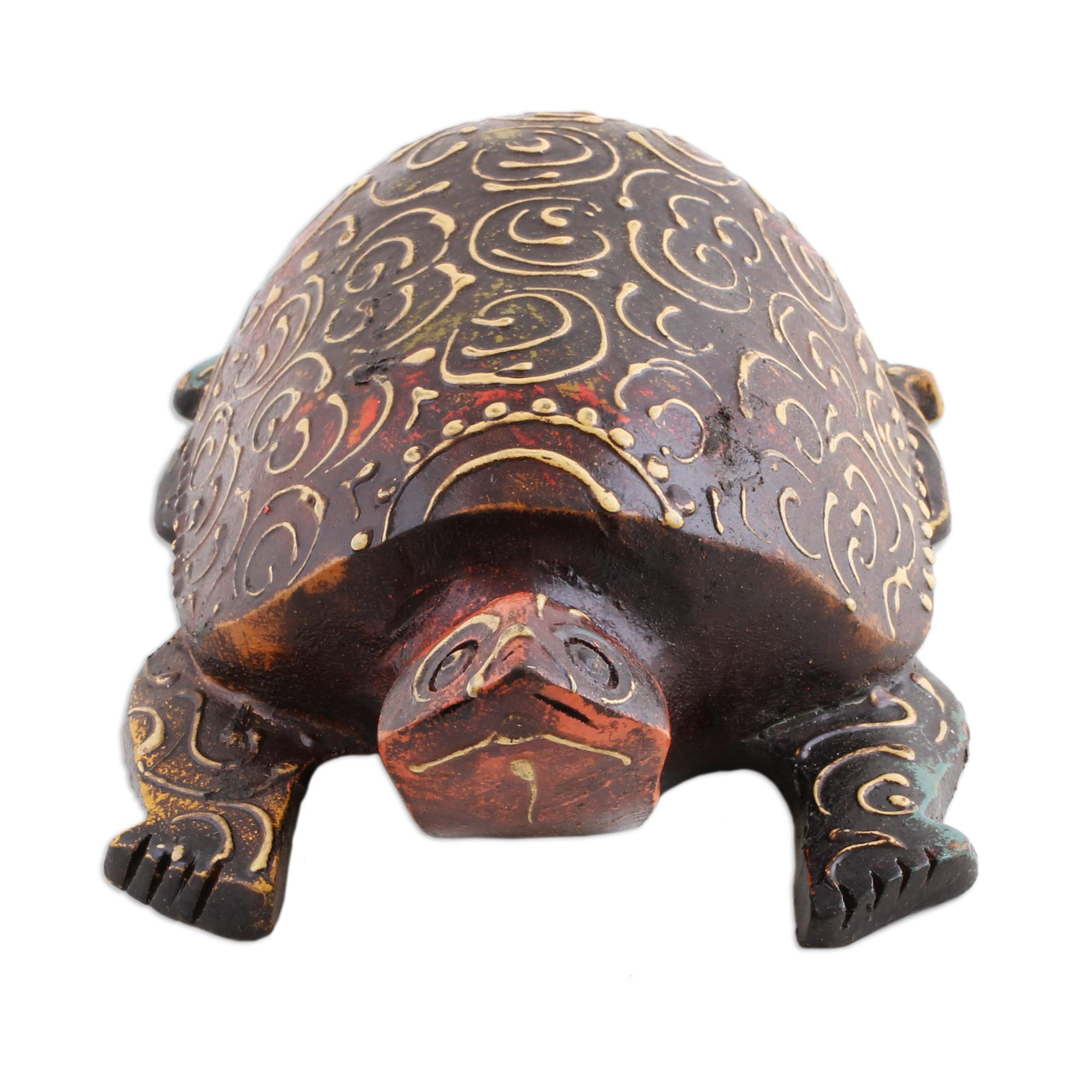 Hand Carved Antiqued Wood Turtle Sculpture from India - Antique Turtle ...