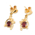 Gold plated garnet dangle earrings, 'Red Twist' - 22k Gold Plated Garnet Dangle Earrings by Indian Artisans (image 2b) thumbail