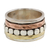 Sterling silver meditation spinner ring, 'Paved Road' - Sterling Silver Copper and Brass Spinner Ring from India thumbail
