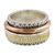 Sterling silver meditation spinner ring, 'Tri-Tone Meditation' - Sterling Silver Copper and Brass Textured Spinner Ring thumbail