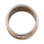 Sterling silver meditation spinner ring, 'Spinning Clouds' - Sterling Silver Copper and Brass Indian Spiral Spinner Ring