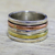 Sterling silver meditation spinner ring, 'Sleek Simplicity' - Simple Sterling Silver Copper and Brass Indian Spinner Ring (image 2) thumbail