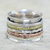 Sterling silver meditation spinner ring, 'Five Senses' - Sterling Silver Copper and Brass Textured Spinner Ring thumbail