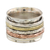Sterling silver meditation spinner ring, 'Five Senses' - Sterling Silver Copper and Brass Textured Spinner Ring