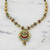 Ceramic pendant necklace, 'Glorious Gold' - Gold Tone Adjustable Ceramic Pendant Necklace from India