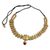Ceramic pendant necklace, 'Golden Tranquility' - Indian Gold Tone Adjustable Ceramic Floral Pendant Necklace