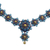 Ceramic pendant necklace, 'Heavenly Flowers' - Blue Floral Ceramic Pendant Necklace by Indian Artisans
