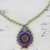 Halskette mit Keramikanhänger - Halskette mit blauem und goldfarbenem Keramikanhänger aus Indien
