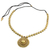 Ceramic pendant necklace, 'Golden Royalty' - Gold Tone Ceramic Pendant Necklace by Indian Artisans