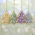 Embroidered ornaments, 'Colorful Holiday' (set of 4) - 4 Tree Shaped Multicolored Embroidered Ornaments from India thumbail