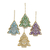 Embroidered ornaments, 'colourful Holiday' (set of 4) - 4 Tree Shaped Multicoloured Embroidered Ornaments from India