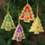 Beaded ornaments, 'Colorful Trees' (set of 4) - Set of Four Multicolored Christmas Tree Ornaments from India thumbail
