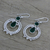 Onyx dangle earrings, 'Regal Circles' - Green Onyx and Sterling Silver Dangle Earrings from India