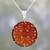 Karneol-Anhänger-Halskette, 'Floral Dots - Handgefertigte florale Karneol-Anhänger-Halskette aus Indien