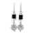 Onyx dangle earrings, 'Jali Globes' - Onyx and Sterling Silver Dangle Earrings from India (image 2a) thumbail
