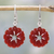 Carnelian dangle earrings, 'Bursting Blossoms' - Carnelian and Sterling Silver Indian Floral Dangle Earrings