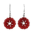 Carnelian dangle earrings, 'Bursting Blossoms' - Carnelian and Sterling Silver Indian Floral Dangle Earrings
