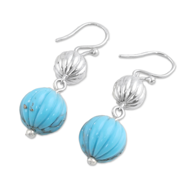 Sterling silver dangle earrings, 'Alluring Globes' - Hand Crafted Sterling Silver Dangle Earrings from India