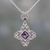 Amethyst pendant necklace, 'Jali Charm' - Amethyst and Sterling Silver Pendant Necklace from India