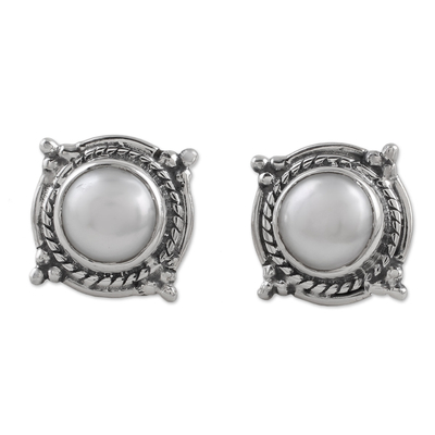 Cultured Pearl and Sterling Silver Earrings from India