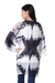 Silk kimono jacket, 'Blossoming Flower' - Black and White Open Front Floral Kimono Jacket from India (image 2b) thumbail