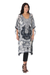 Chiffon caftan, 'Urban Chic' - Black and White Sequined Polyester Caftan from India