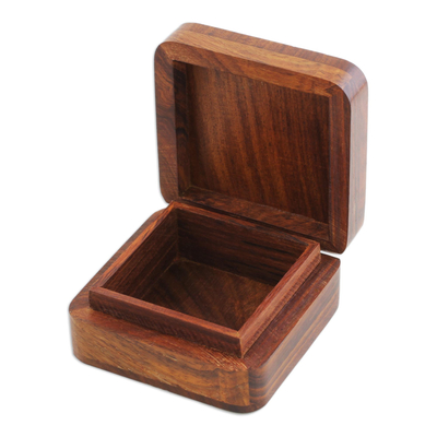 Mango wood decorative box, 'Magnificent Sun' - Hand Carved Mango Wood Decorative Box from India
