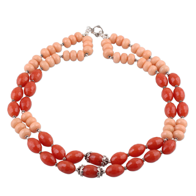 Aventurin-Strang-Halskette - Orangefarbene Aventurin-Doppelstrang-Halskette aus Indien
