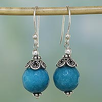 Aventurine dangle earrings, 'Sweet Blue Exuberance' - Blue Aventurine and Sterling Silver Dangle Earrings