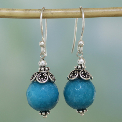 Aventurine dangle earrings, 'Sweet Blue Exuberance' - Blue Aventurine and Sterling Silver Dangle Earrings