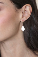 Agate dangle earrings, 'Pure Wonder' - Sterling Silver and White Agate Dangle Earrings from India