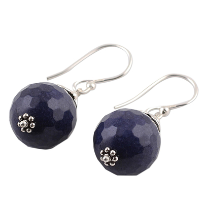 Aventurine dangle earrings, 'Blue Violet Exuberance' - Violet Blue Aventurine and Sterling Silver Dangle Earrings
