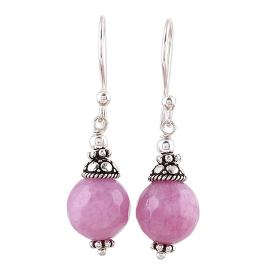 Aventurine dangle earrings, 'Delightful Pink' - Pink Aventurine and Sterling Silver Dangle Earrings