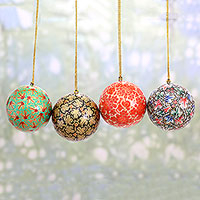 Featured review for Papier mache ornaments, Alluring Baubles (set of 4)