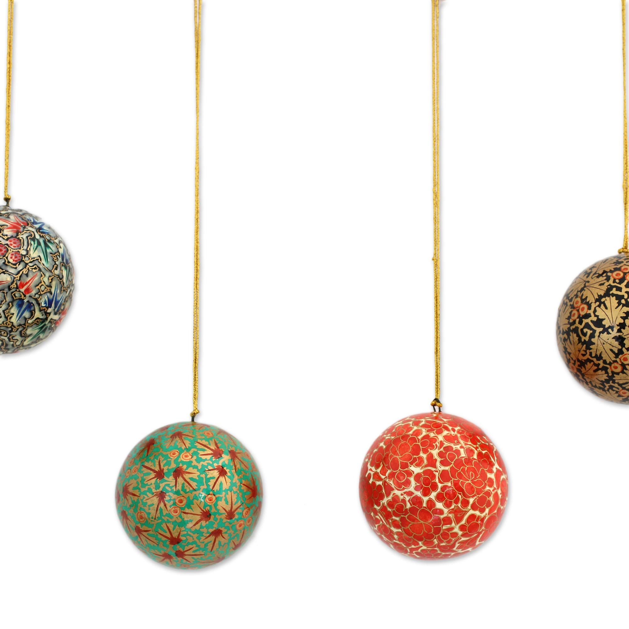 UNICEF Market | Set of Four Round Colorful Papier Mache Ornaments from ...