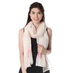 Silk and cotton blend shawl, 'Pink Blush' - Hand-Embroidered Light Pink Paisley Motif Shawl from India