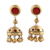 Ceramic dangle earrings, 'Red Gold' - Hand-Painted Indian Ceramic Dangle Earrings in Gold and Red