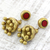 Ohrhänger aus Keramik - Handbemalte indische Keramik-Ohrringe in Gold und Rot