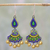 Ceramic dangle earrings, 'Royal Rainfall' - Blue and Green Ceramic Dangle Earrings by Indian Artisans