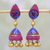 Ceramic dangle earrings, 'Cerise Flowers' - Hand Crafted Floral Ceramic Dangle Earrings from India