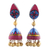 Ceramic dangle earrings, 'Cerise Flowers' - Hand Crafted Floral Ceramic Dangle Earrings from India