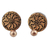 Ohrhänger aus Keramik - Goldfarbene florale Keramik-Ohrhänger von Indian Artisans