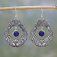 Ohrhänger aus Lapislazuli, „Paisley Blue“ – Ohrhänger aus Lapislazuli und Sterlingsilber aus Indien