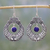 Lapis lazuli dangle earrings, 'Paisley Blue' - Lapis Lazuli and Sterling Silver Dangle Earrings from India thumbail